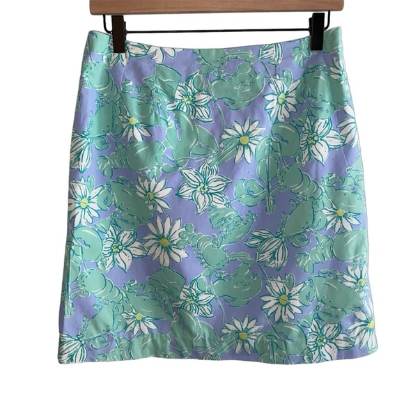 Lilly Pulitzer Dresses & Skirts - Vintage 90s Lilly Pulitzer Blue Green Happy Lobsters Daisies Mini Skirt Sz 2